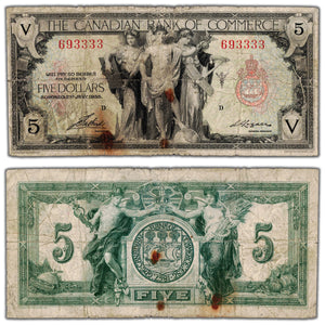 SOLD $5 1935 Canadian Bank of Commerce Canada Chartered Note #75-18-02- Rust