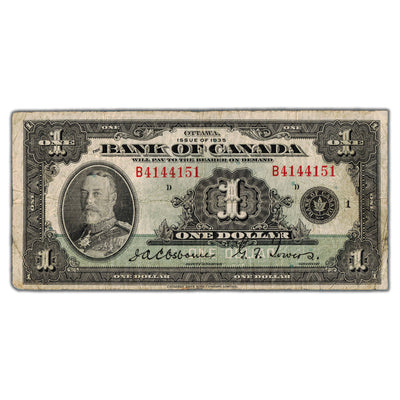 $1 1935 Bank of Canada Note English Text Letter 'B' BC-1 - Fine