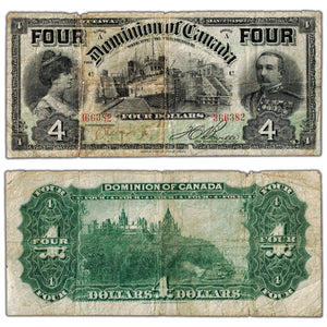 SOLD $4 1902 Dominion of Canada Note "FOUR" at Top DC-17b - Circulated