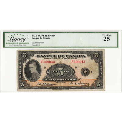 $5 1935 Banque du Canada Note French Text BC-6 - Legacy VF-25