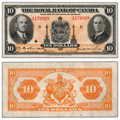 SOLD $10 1935 Royal Bank of Canada Chartered Note #630-18-04a - VF