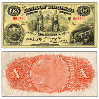 $10 1935 Bank of Toronto Canada Chartered Note #715-24-08 - VF/EF (tear)