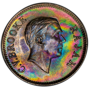 SOLD Sarawak 1937 One Cent Coin - Beautiful Rainbow Toning!