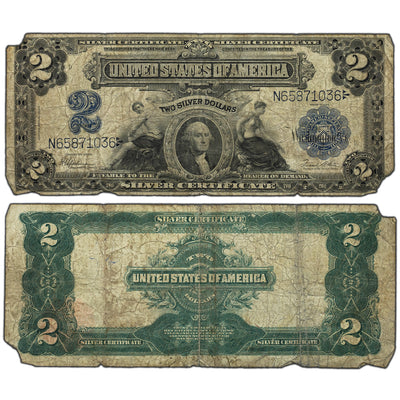 SOLD United States 1899 $2 Two Dollars Silver Certificate Note - Missing Corners