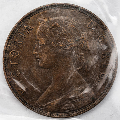 SOLD Newfoundland 1885 1 Large Cent Coin Tough Date! - ICCS EF-40