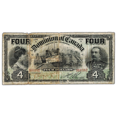 SOLD $4 1902 Dominion of Canada Note "FOUR" at Top DC-17b - Circulated