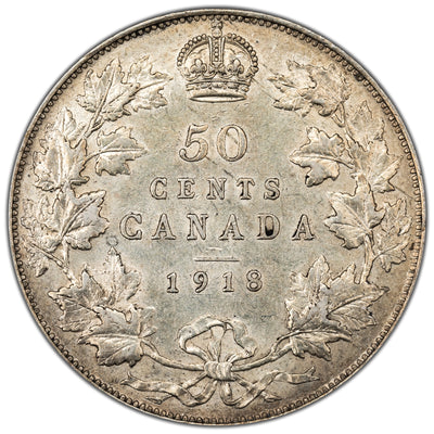 SOLD Canada 1918 50 Cents Half Dollar Silver Coin - VF-30