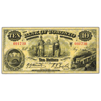 $10 1935 Bank of Toronto Canada Chartered Note #715-24-08 - VF/EF (tear)