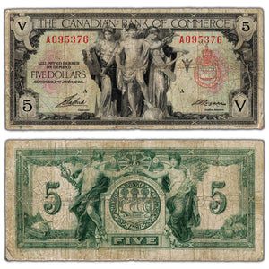 SOLD $5 1935 Canadian Bank of Commerce Canada Chartered Note #75-18-02 - Minor Pinholes