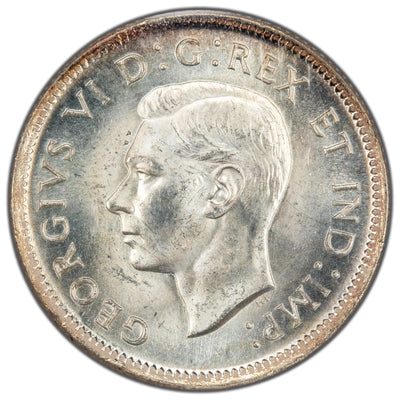 Canada 1937 25 Cents Quarter Silver Coin - ICCS MS-65