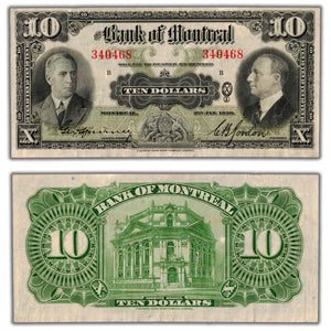 SOLD $10 1938 Bank of Montreal Canada Chartered Note CH #505-62-04 - Nice VF