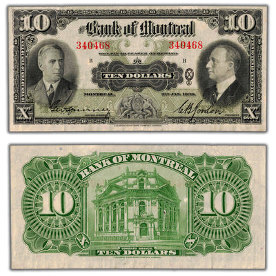 SOLD $10 1938 Bank of Montreal Canada Chartered Note CH #505-62-04 - Nice VF