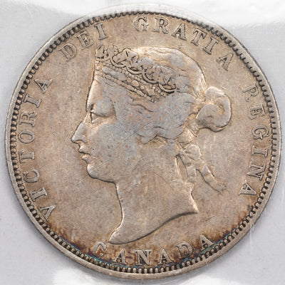 Canada 1880-H 25 Cents Quarter Silver Coin - ICCS VG-10