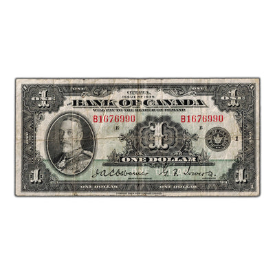 $1 1935 Bank of Canada Note English Text Letter 'B' BC-1 - Fine