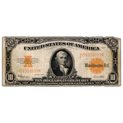 United States 1922 $10 Ten Dollars Gold Certificate Note - Circulated