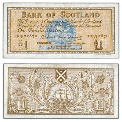 Scotland 1961 1 One Pound Note SC #107a - VF