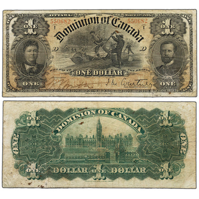 SOLD $1 1898 Dominion of Canada Note Series I DC-13b - Fine+ (several tears)