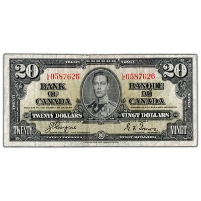 $20 1937 Bank of Canada Note Coyne-Towers L/E Prefix BC-25c - Fine