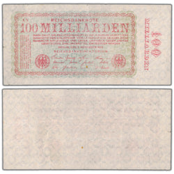 Germany Berlin 1923 100 Billion Mark Note - Minor Tears