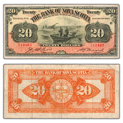 SOLD $20 1929 Bank of Nova Scotia Canada Chartered Note #550-28-22 - VF