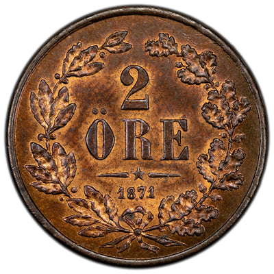 Sweden 1871 2 Two Ore Coin