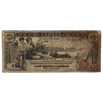 SOLD United States 1896 $1 "Educational" Silver Certificate Note - Corner Tear