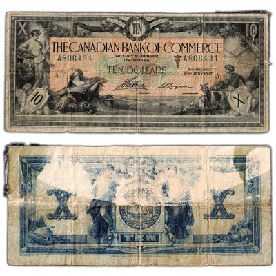 $10 1917 Canadian Bank of Commerce Canada Charted Note #75-16-04-12a - Damaged
