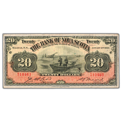 SOLD $20 1929 Bank of Nova Scotia Canada Chartered Note #550-28-22 - VF