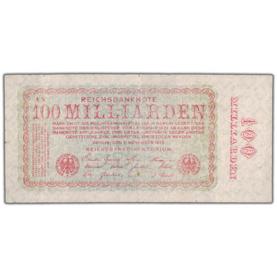 SOLD Germany Berlin 1923 100 Billion Mark Note - Minor Tears