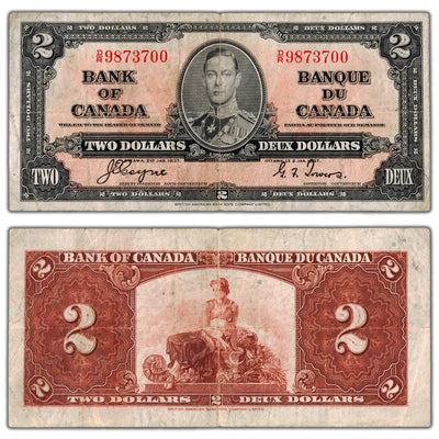 $2 1937 Bank of Canada Note Coyne-Towers D/R Prefix BC-22c - F/VF