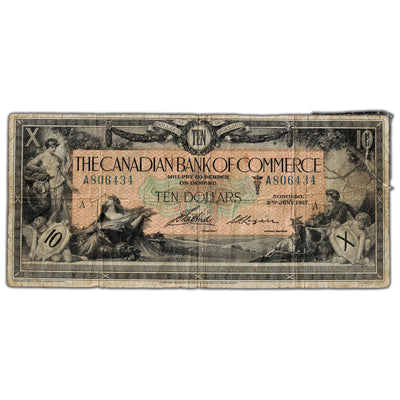 $10 1917 Canadian Bank of Commerce Canada Charted Note #75-16-04-12a - Damaged