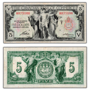 SOLD $5 1935 Canadian Bank of Commerce Canada Chartered Note #75-18-02 - VF+