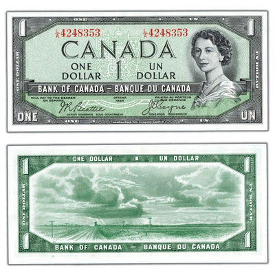SOLD $1 1954 Bank of Canada Note Devil Face L/A Prefix BC-29b - Choice UNC