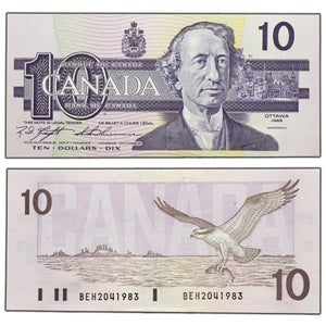SOLD $10 1989 Bank of Canada Note Knight-Thiessen BEH Prefix BC-57c - AU/UNC