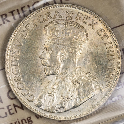 SOLD Canada 1919 25 Cents Quarter Silver Coin - ICCS AU-58