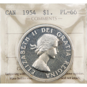 Canada 1954 $1 Silver Dollar Coin - ICCS PL-66