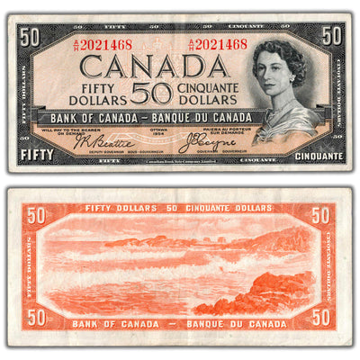SOLD $50 1954 Bank of Canada Note Devil Face BC-34b - VF