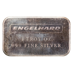 SOLD Engelhard 1oz .999 Fine Silver Bar - Blank Back