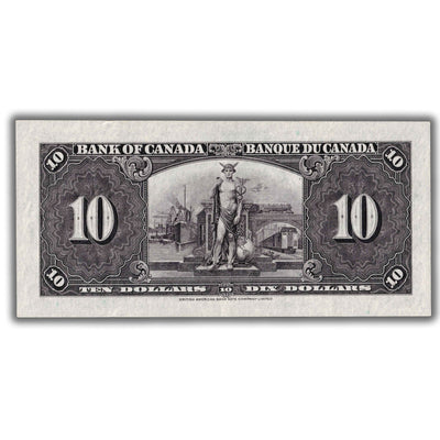 SOLD $10 1937 Bank of Canada Note Gordon-Towers O/D Prefix BC-24b - AU
