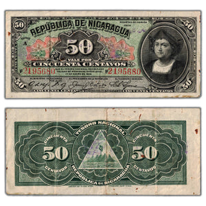 Nicaragua 1910 50 Fifty Centavos Note P #43b