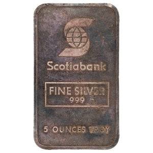 SOLD Johnson Matthey JM Scotiabank 5oz .999 Fine Silver Bar