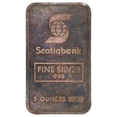 SOLD Johnson Matthey JM Scotiabank 5oz .999 Fine Silver Bar