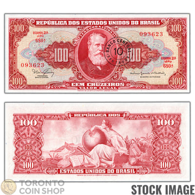 Brazil N.D (1966) 10 Centavos on 100 Cruzeiros Note P#185a - Uncirculated