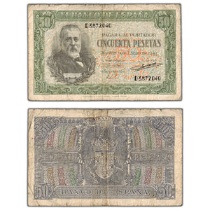 SOLD Spain 1940 50 Fifty Pesetas Note P #117a - Circulated