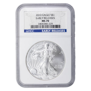 SOLD United States 2010 1oz .999 American Silver Eagle - NGC MS-70 Early Releases