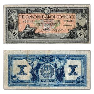 SOLD $10 1917 Canadian Bank of Commerce Note Decorative Signature #16-04-12d - F/VF