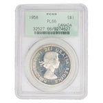 Canada 1958 $1 Silver Dollar Proof Like Coin - PCGS PL-66