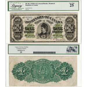 SOLD $1 1878 Dominion of Canada Note Payable at Montreal Series A DC-8e-i - Legacy VF-25