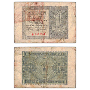 SOLD Poland 1940 1 One Złoty Note P #91