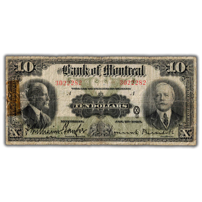 SOLD $10 1923 Bank of Montreal Canada Chartered Note CH #505-56-02 - Tape Repaired